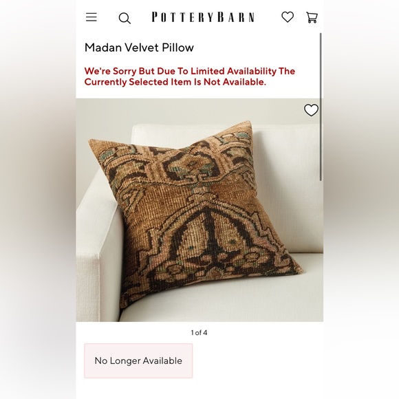 Pottery Barn Accents Nwot Pottery Barn Madan Velvet Throw Pillow